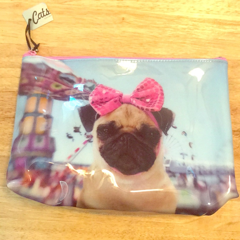 NWT Pug Catseye London Makeup Bag large dog
